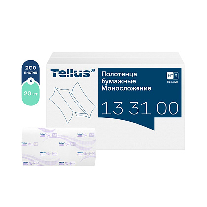 Полотенца бумажные Tellus Синглфолд Премиум, листовые, 2 слоя, 200 листов, H3 - 4