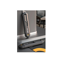Нож строительный Deli HS EHT4008, 135x30 мм, трапеция, Soft Touch, черный