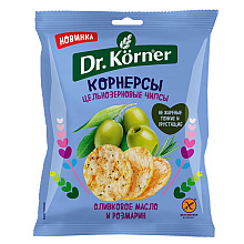 Чипсы "Dr.Korner" цельнозерновые с оливковым маслом и розмарином, 50 г
