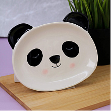 Тарелка керамическая "Panda plate", 16 см, белый, черный