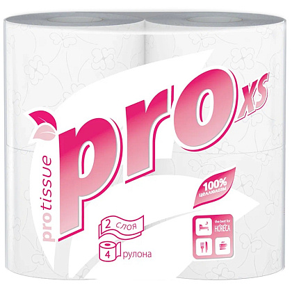 Бумага туалетная  PROtissue 18м, 2 слоя, 4 рул, 100% целлюлоза