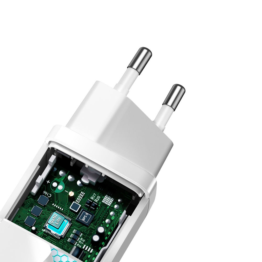 Сетевое зарядное устройство Baseus CCGAN2L-B02 GaN2 Lite Quick Charger Type-C+USB 65W White - 6
