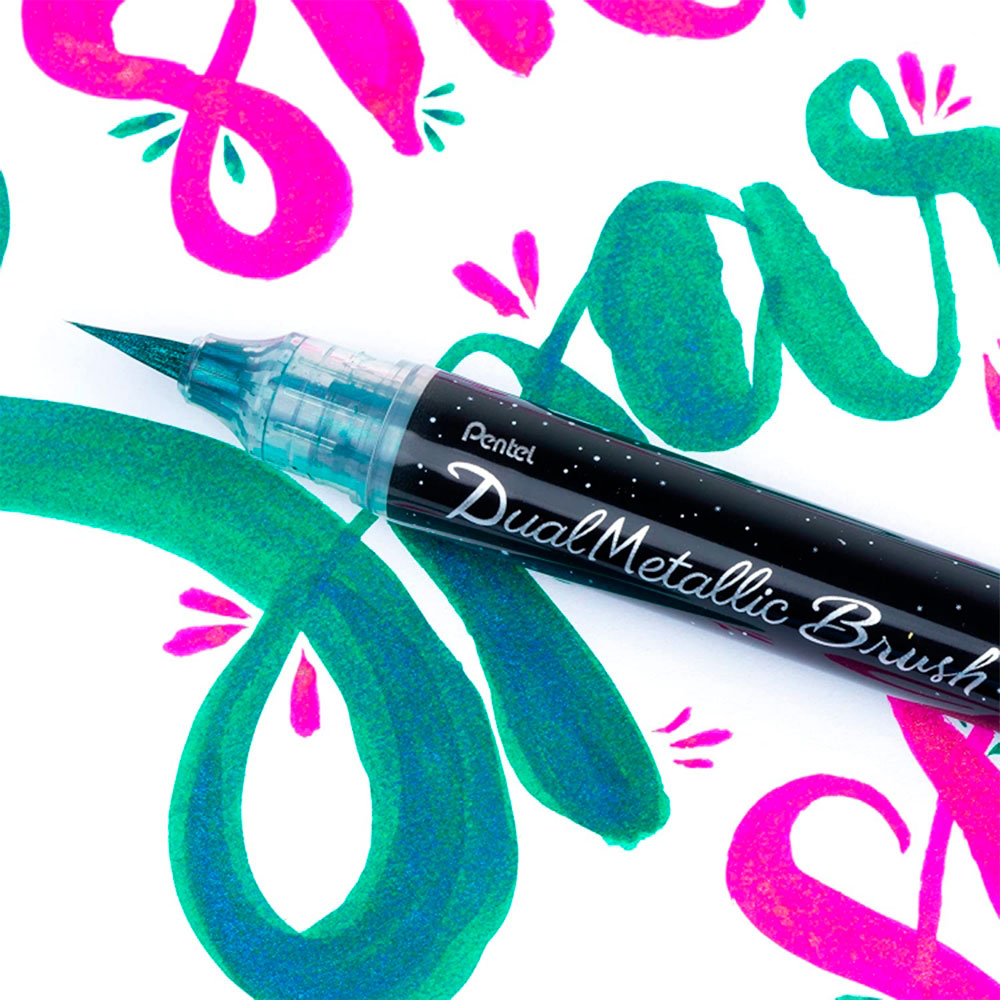 Маркер-кисть "Dual Metallic Brush", розовый металлик - 5
