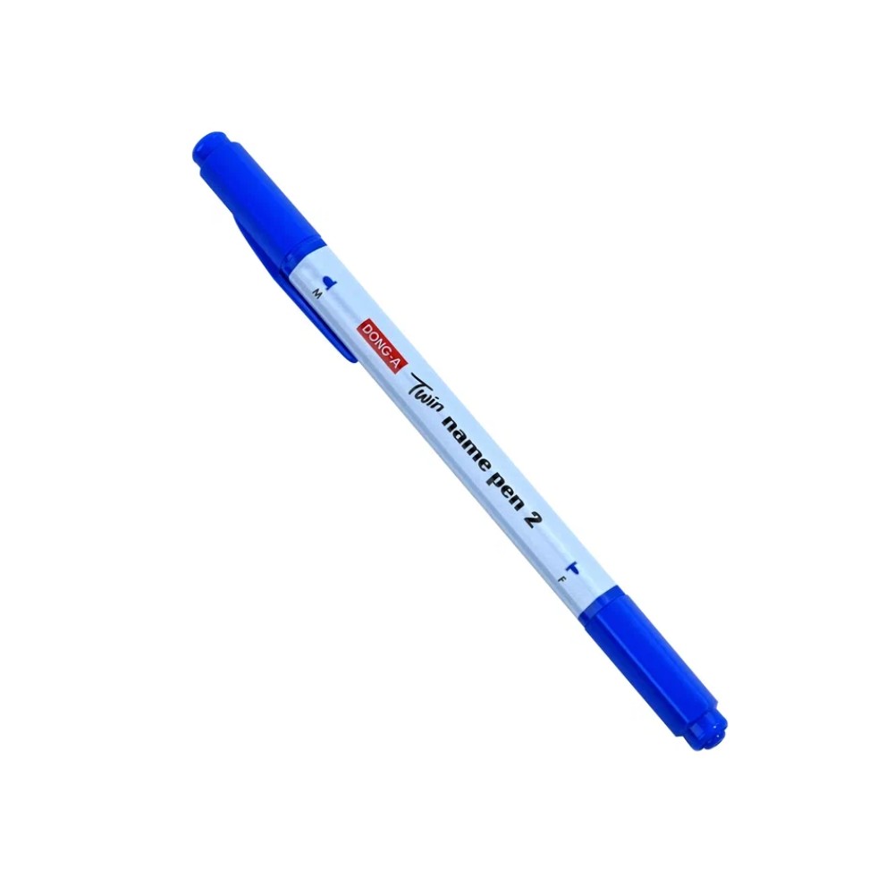 Маркер перманентный "Twin Name Pen", двусторонний, синий - 2
