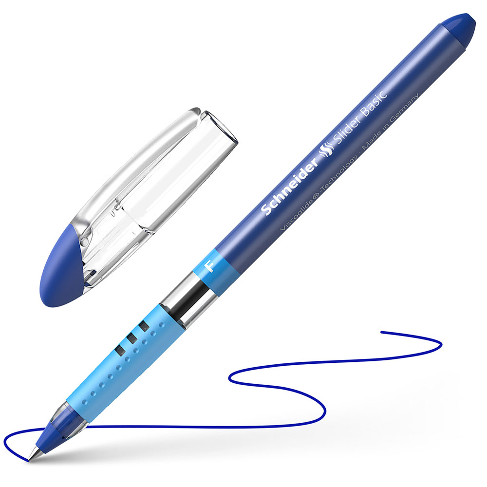 Ручка шариковая "Schneider Slider Basic F", синий, стерж. синий - 2