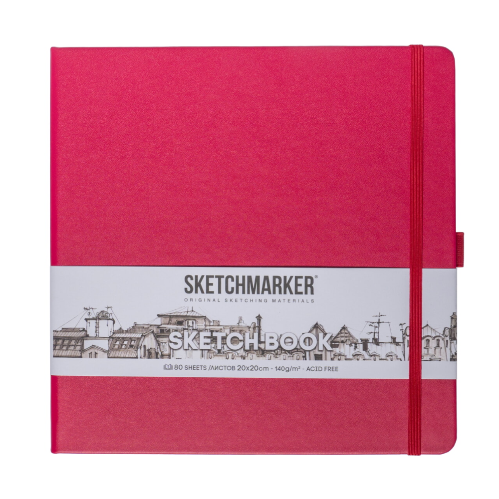 Скетчбук "Sketchmarker", 80 листов, 20x20 см, 140 г/м2, маджента 
