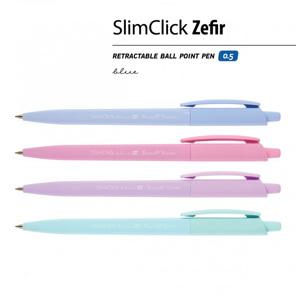 Ручка шариковая автоматическая "SlimClick Zefir", 0.5 мм, ассорти, стерж. синий - 2