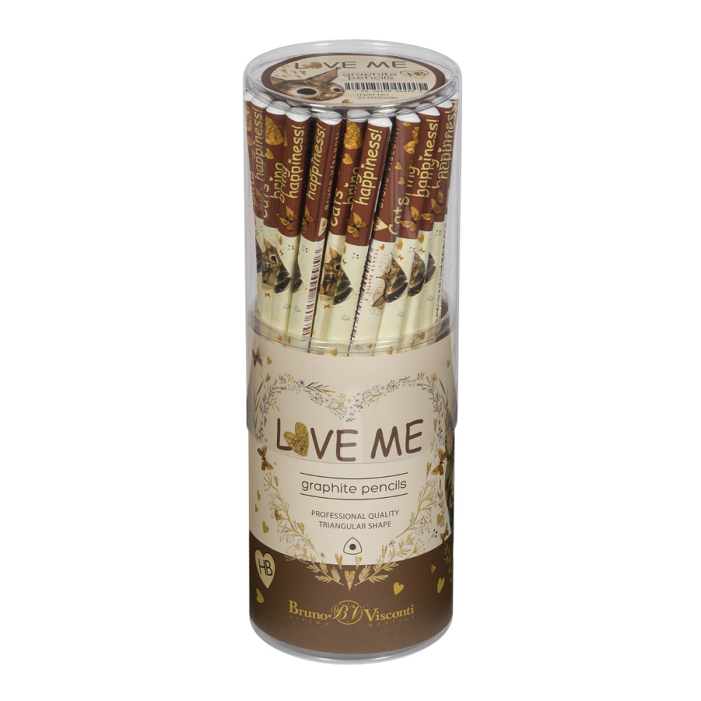Карандаш чернографитный  "Love Me. Котики Приносят Счастье", HВ - 2