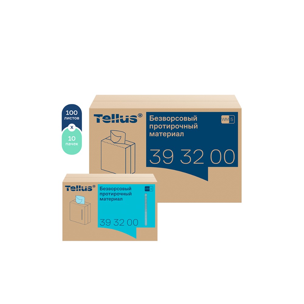 Протирочный материал нетканый Tellus, безворсовый, 1 слой, 100 листов, WM5 - 5