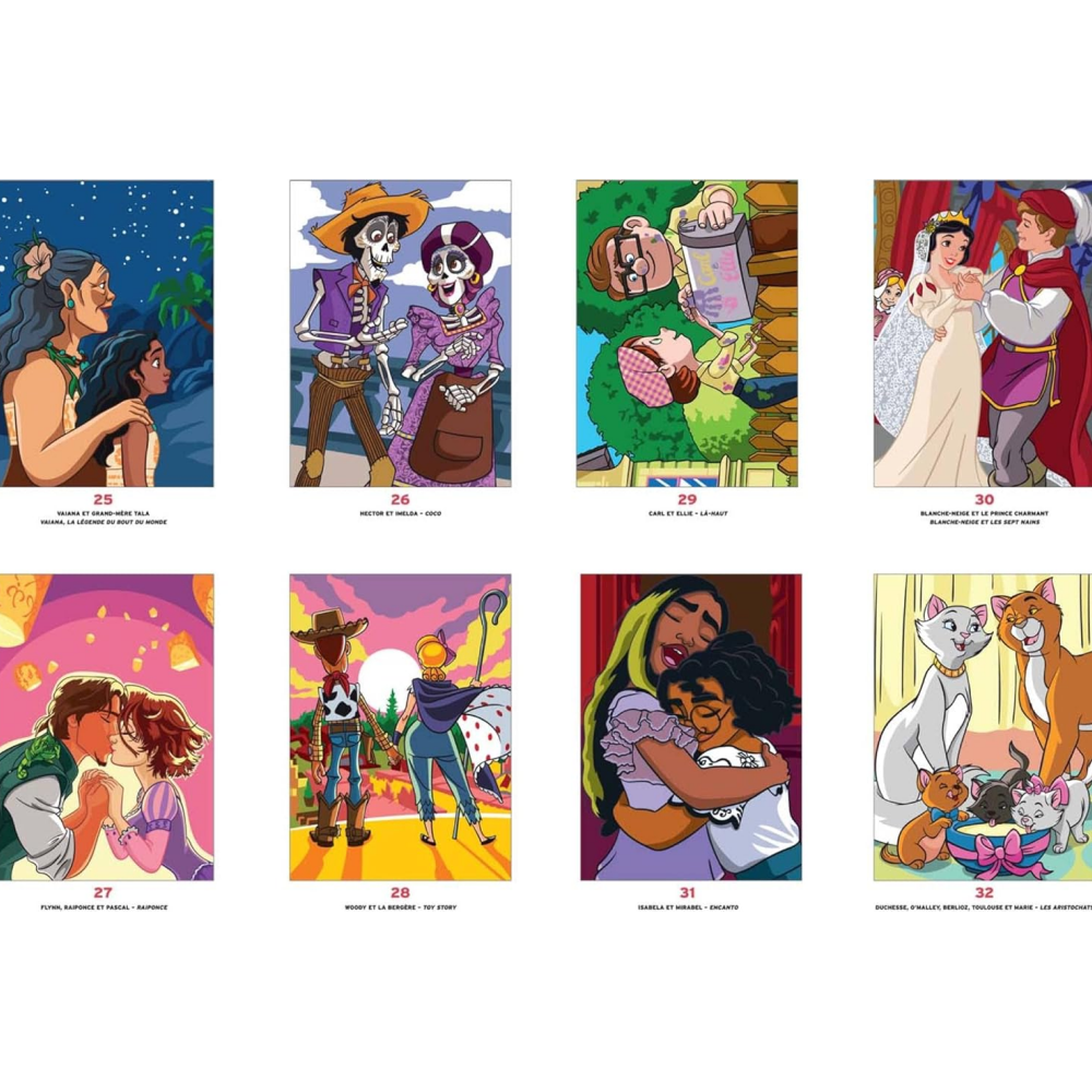 Раскраска по номерам на фрунцузском языке "Coloriages mystères Disney - Love Stories" - 4
