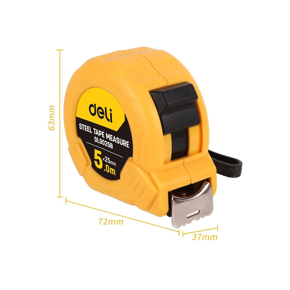 Рулетка Deli YS EDL9025B, 5 м х 25 мм, желтый, черный - 2