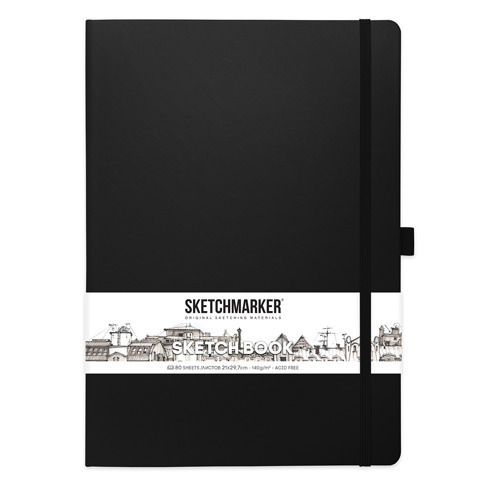 Скетчбук "Sketchmarker", 21x30 см, 140 г/м2, 80 листов, черный