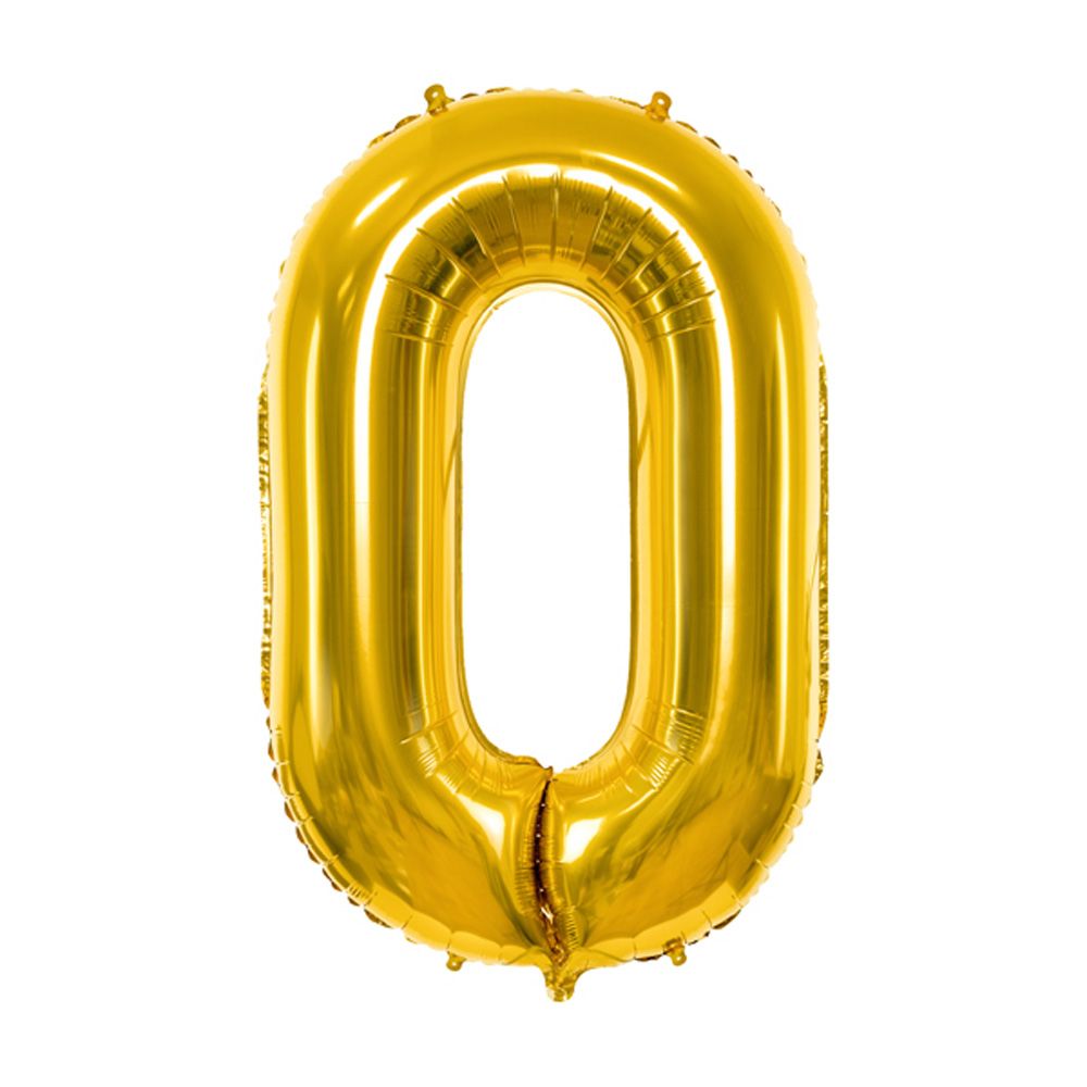 Шар фольгированный цифра "0", золотистый
