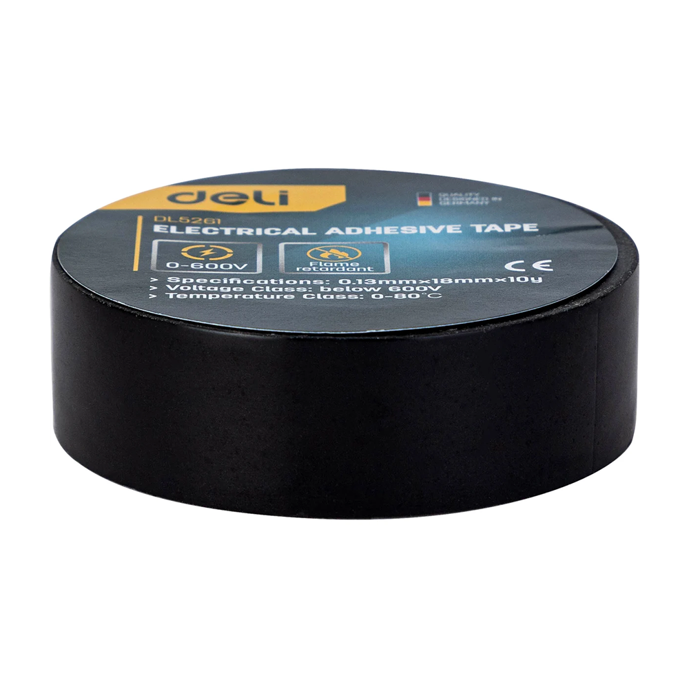 Изолента ПВХ Deli YS EDL5261, 18 мм x 10 м, 130 мкм, черная - 6