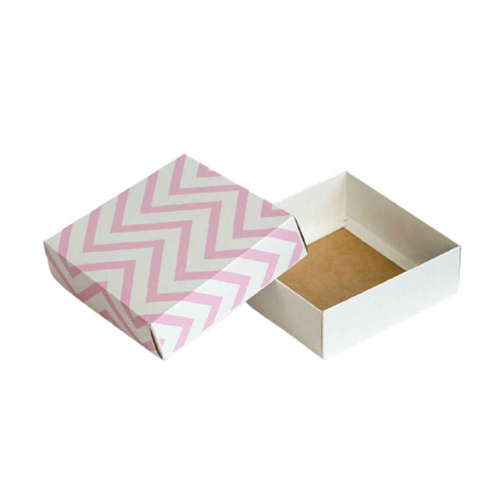 Коробка подарочная "Зигзаг", 12x12x4 см, розовый, белый - 2