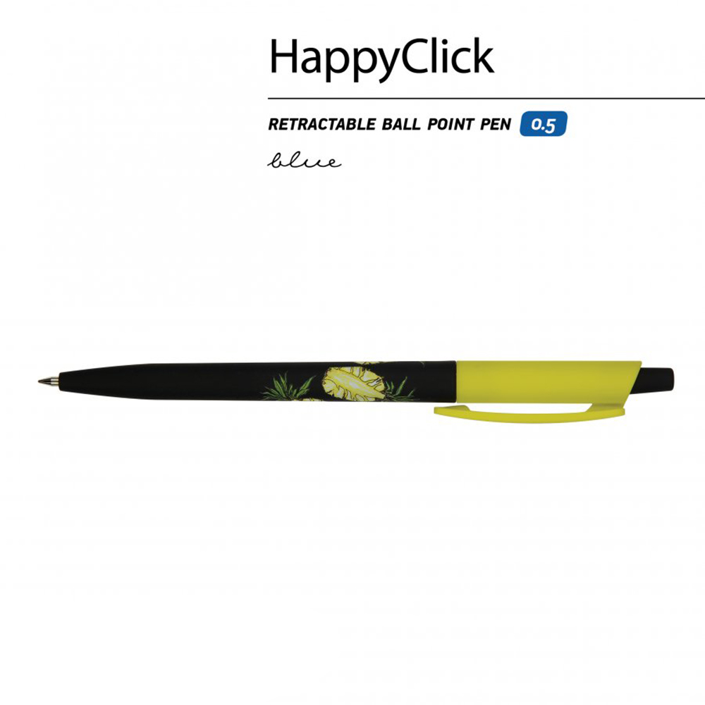 Ручка шариковая автоматическая "HappyClick. Ананас", 0.5 мм, черный, желтый, стерж. синий - 2