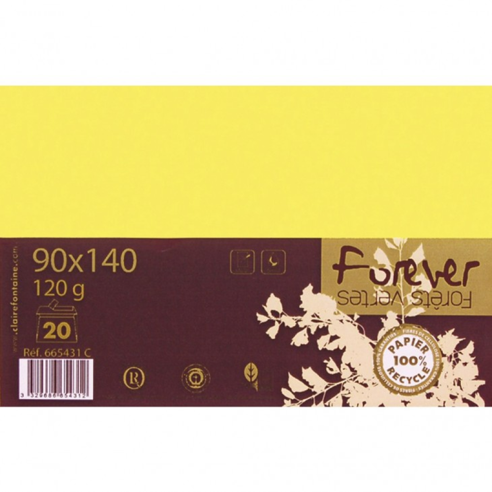 Конверт "Forever", 90x140 мм, 120г/м, лимонный