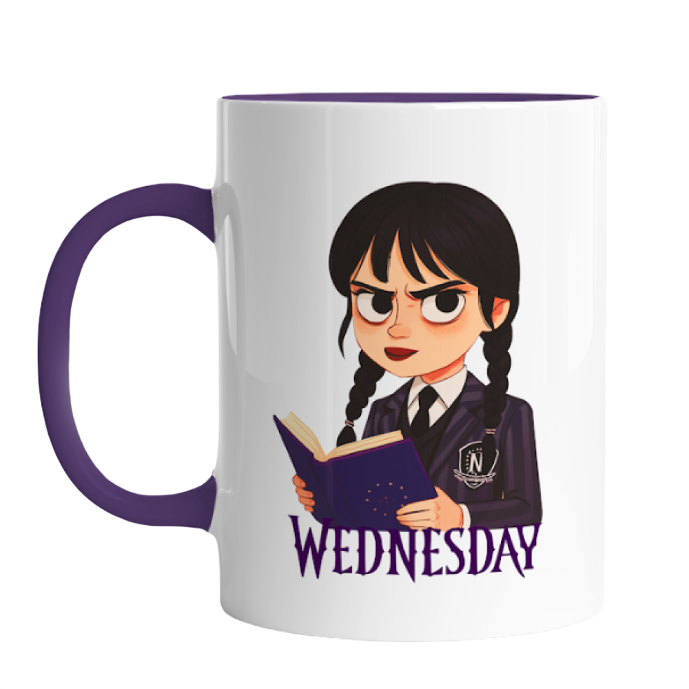 Кружка «Wednesday» внутри и ручка фиолетовая, 330 мл.              