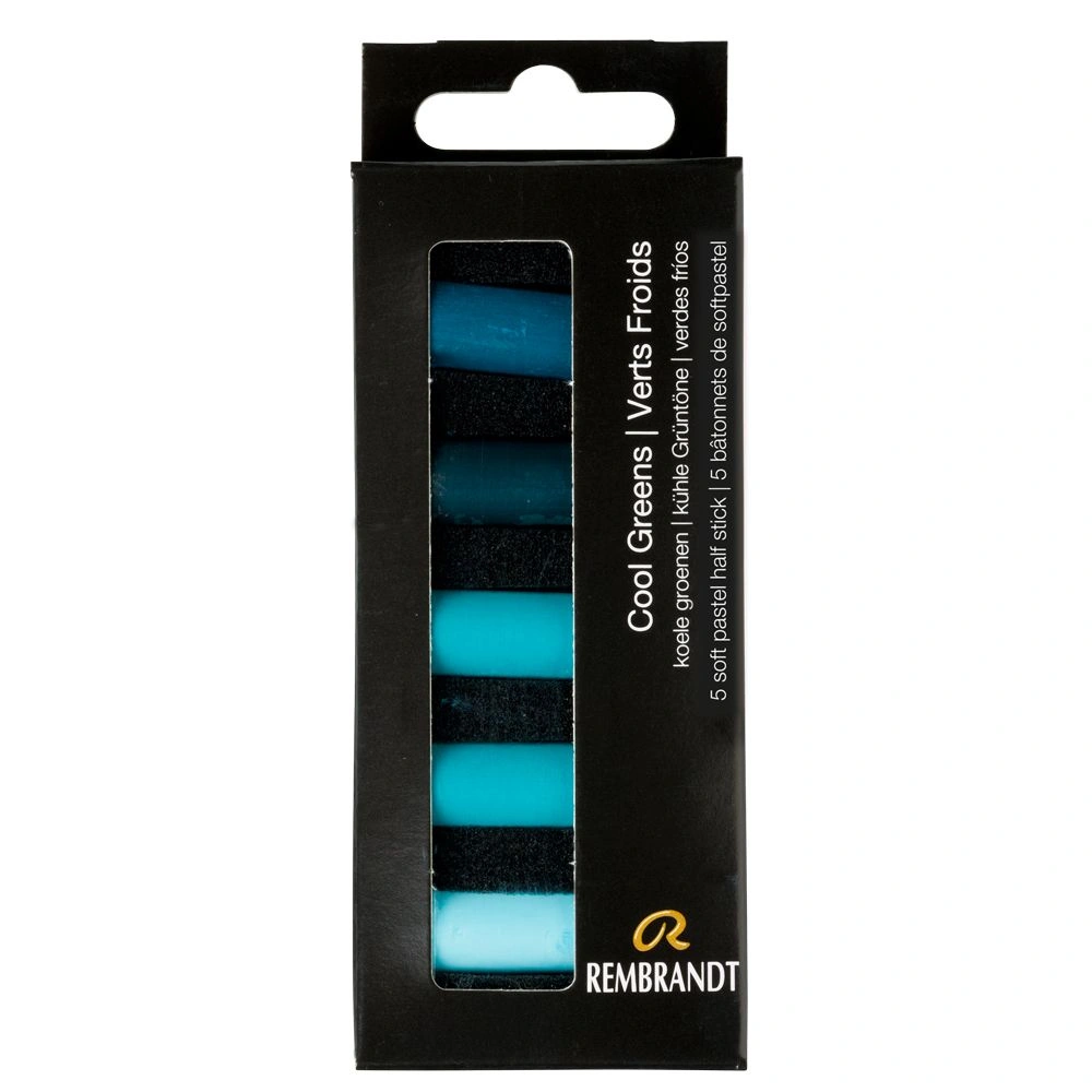 Набор мягкой пастели "Rembrandt Half Pastel", 5 цветов, холодные зеленые