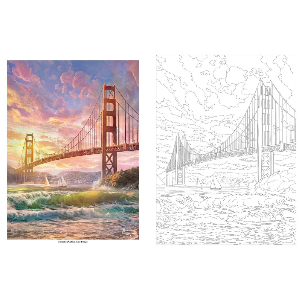 Раскраска на английском языке "Thomas Kinkade Studios. Inspired Destinations. A Coloring Book for Travelers" - 2