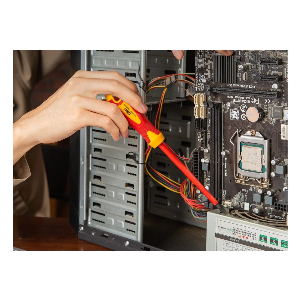 Отвертка диэлектрическая Deli YS EDL5151251, SL5,5х125 мм, желтый, красный - 5