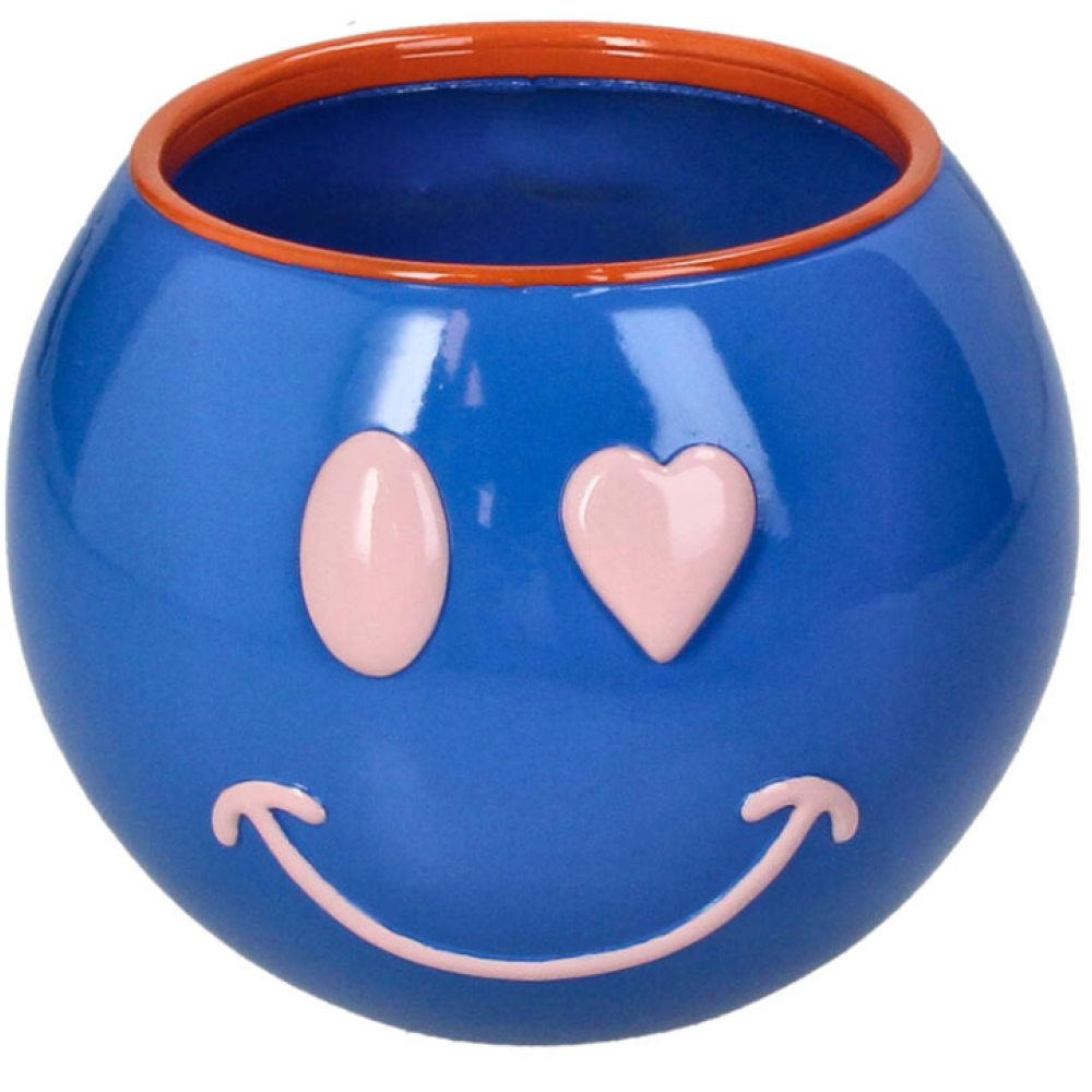 Кашпо "Smiley", полистоун, синий
