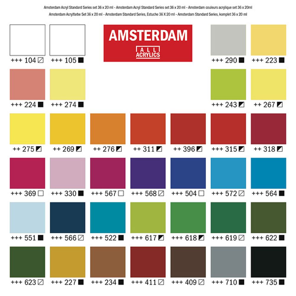 Набор красок акриловых "Amsterdam", 36 цветов, 20 мл, туба - 2