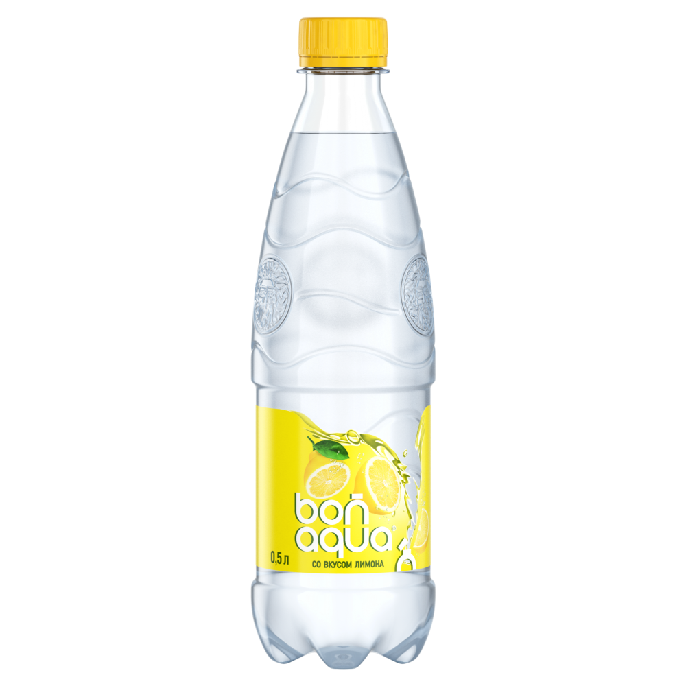 Вода питьевая "Bonaqua", газированная, вкус лимона, 0.5 л