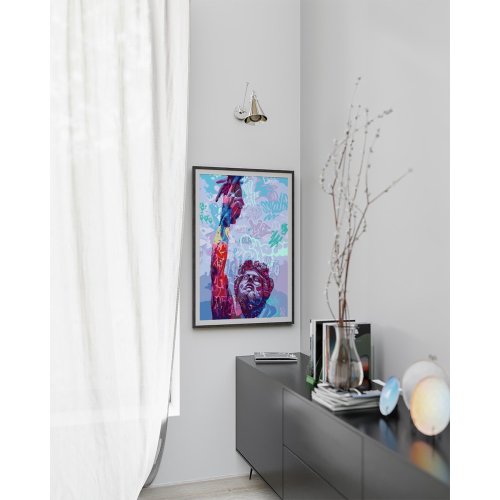 Картина по номерам "Дионис статуя граффити" - 4