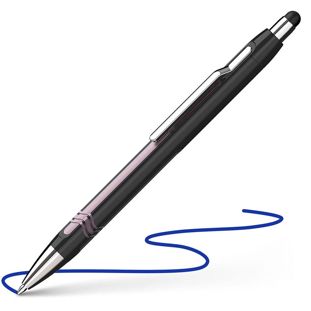 Ручка шариковая автоматическая "Schneider Epsilon Touch", черный, розовый, стерж. синий - 2