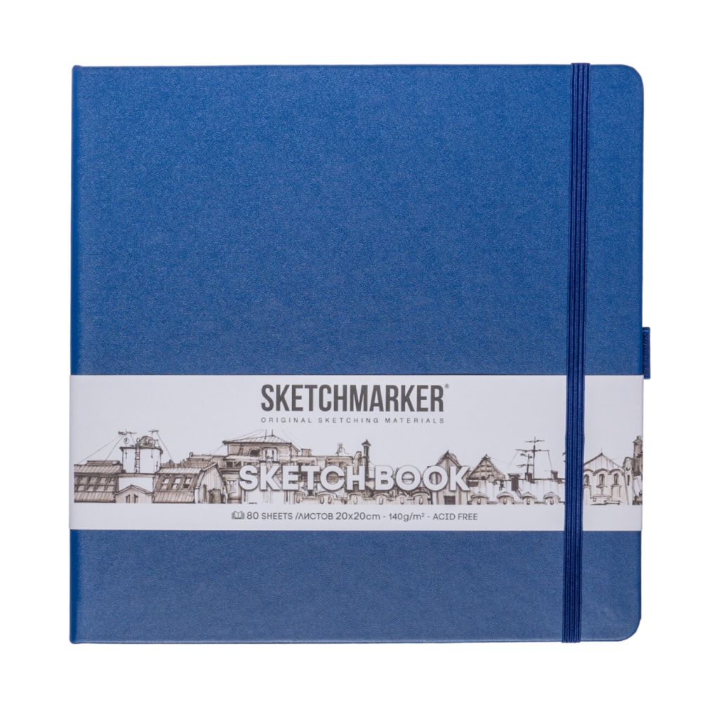 Скетчбук "Sketchmarker", 80 листов, 20x20 см, 140 г/м2, королевский синий 