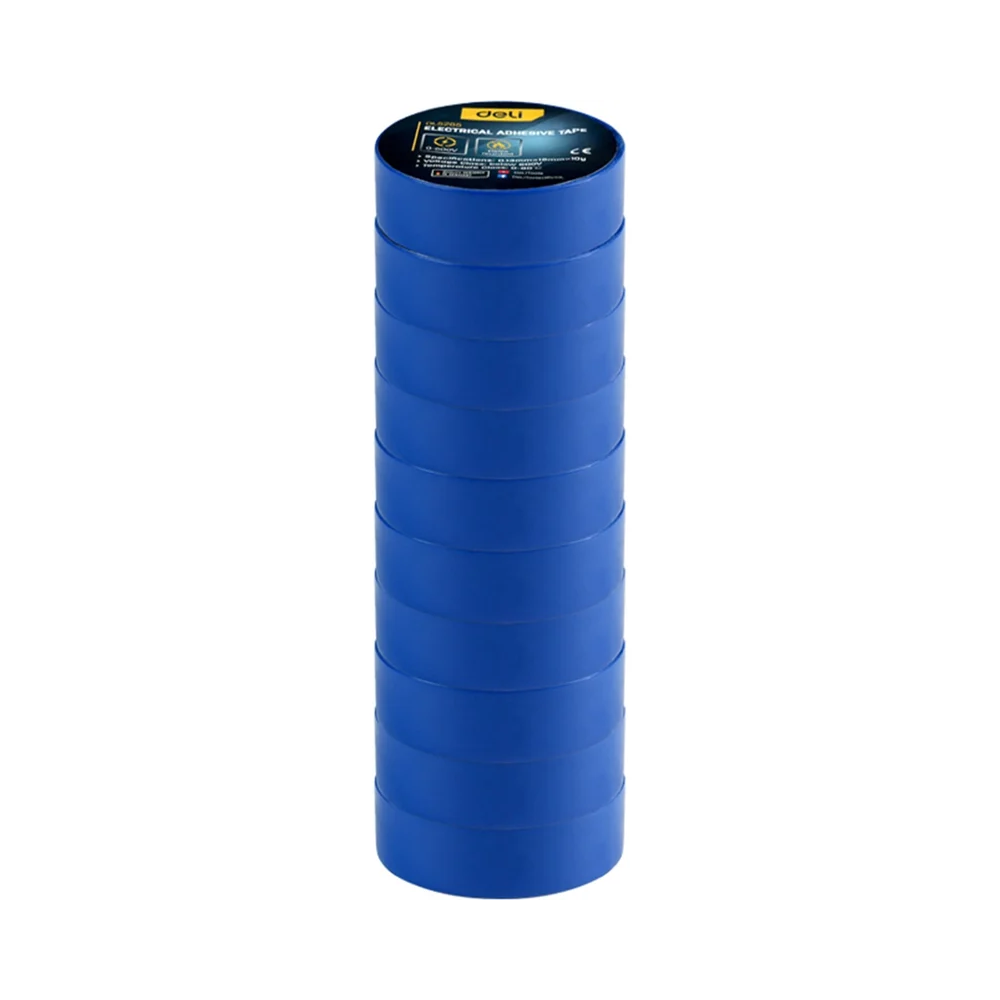 Изолента ПВХ Deli YS EDL5265, 18 мм x 10 м, 130 мкм, синяя - 8
