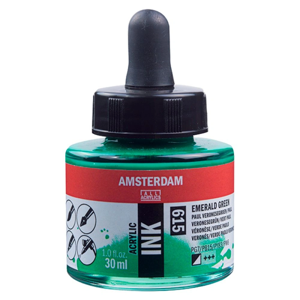 Жидкий акрил "Amsterdam", 615 изумрудный, 30 мл