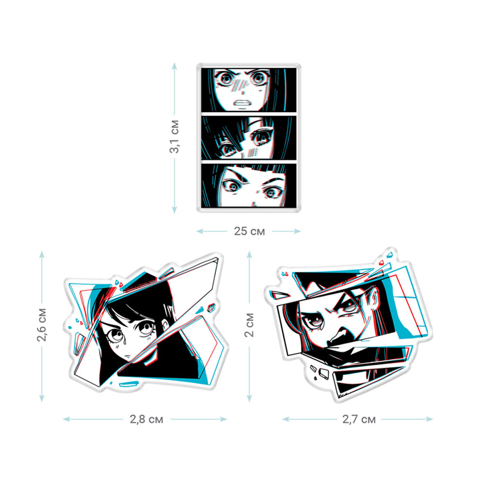 Значок "Kawaii", 3 шт/упак, ассорти - 3