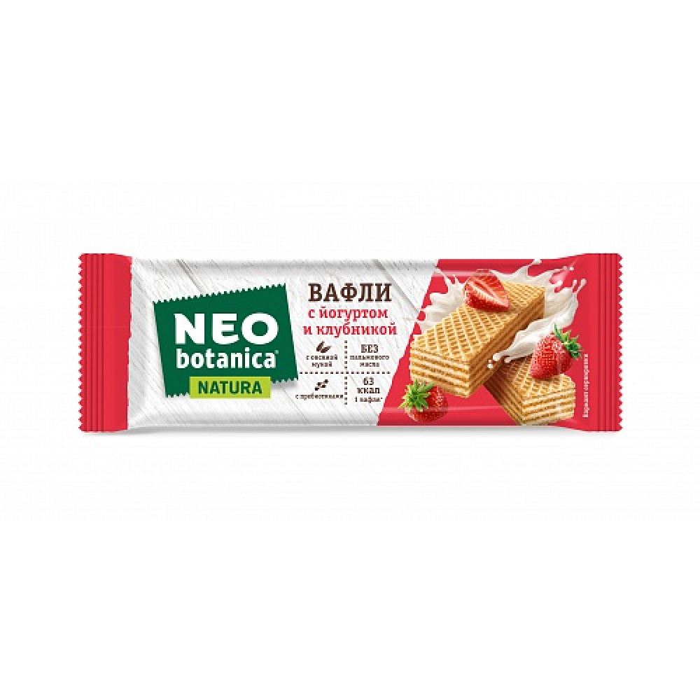 Вафли с жировой начинкой "Neo-botanica NATURA", с йогуртом и клубникой, 25 г