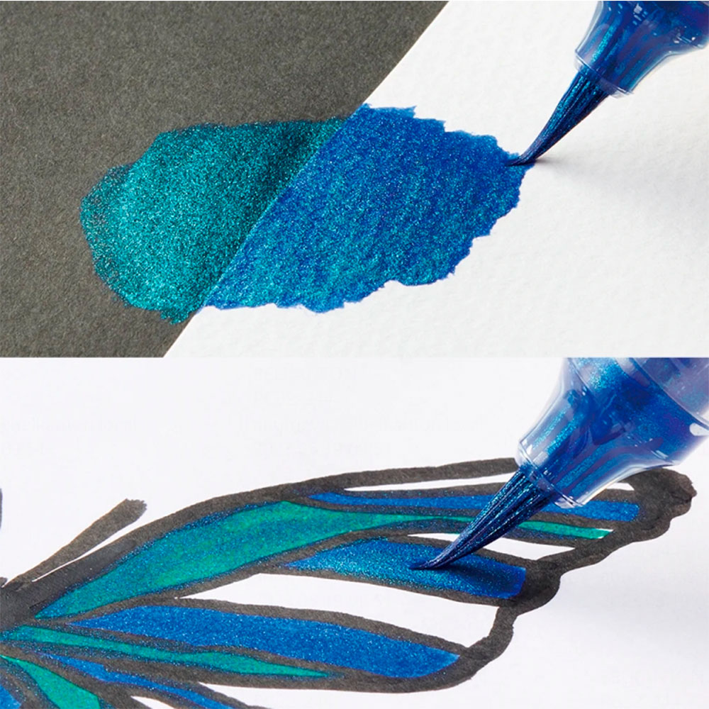 Маркер-кисть "Dual Metallic Brush", синий металлик - 4