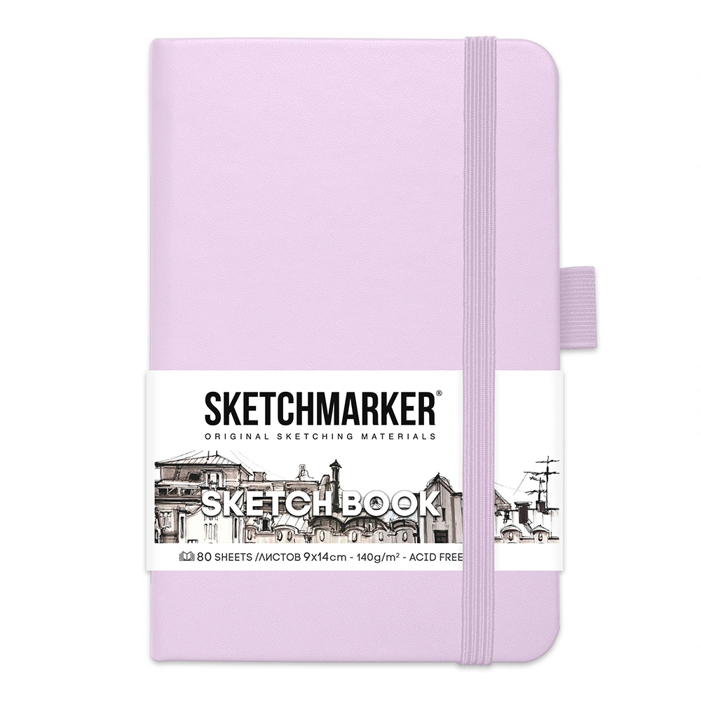 Скетчбук "Sketchmarker", 9x14 см, 140 г/м2, 80 листов, фиолетовый пастельный