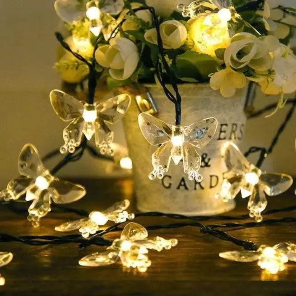 Гирлянда уличная "Бабочка", 3 м, 20 LED, тепло белый, солнечная батарея - 7