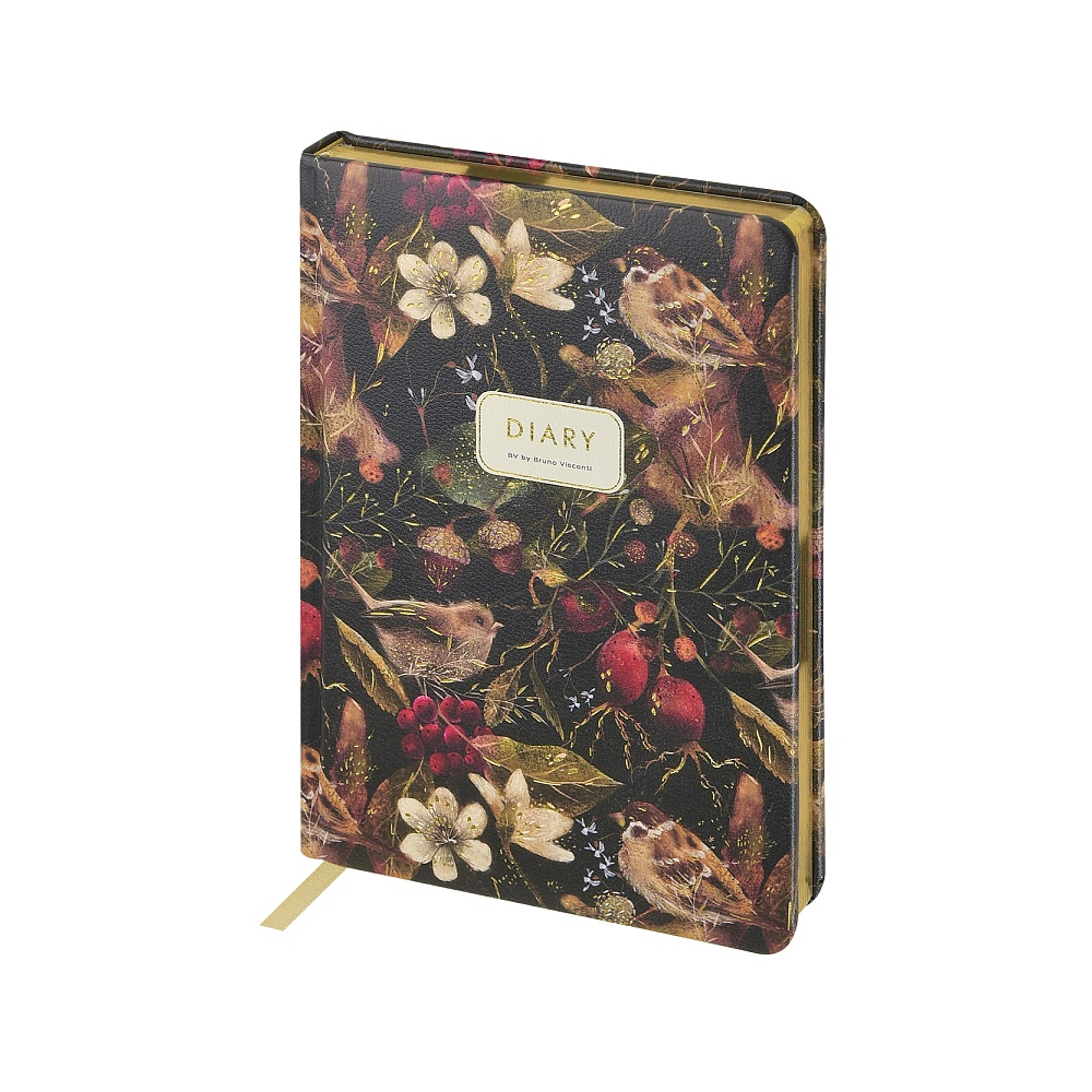 Ежедневник недатированный "Flora. Воробей", А5, 240 страниц, черный - 2