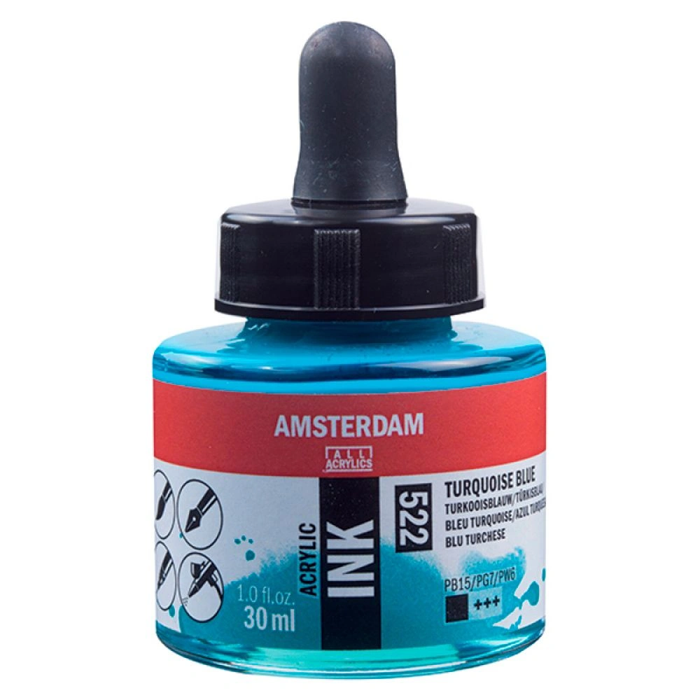 Жидкий акрил "Amsterdam", 522 бирюзовый синий, 30 мл