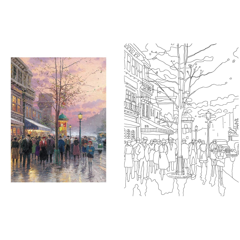 Раскраска на английском языке "Thomas Kinkade. Painter of Light. Posh. Coloring Book" - 4