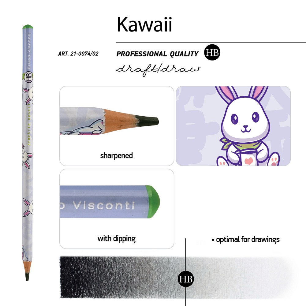 Карандаш чернографитный  "Kawaii Animals. Заяц", HВ - 2