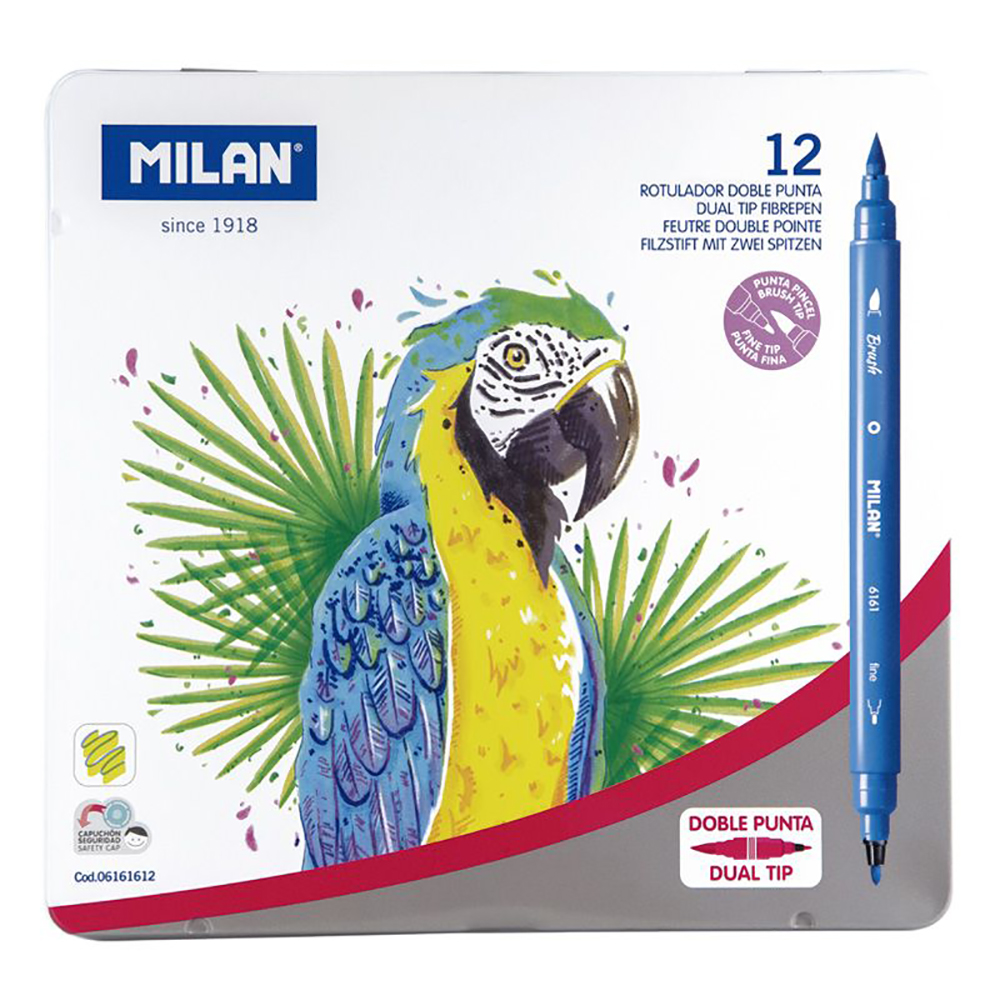 Фломастеры Milan двусторонние, 12 цветов