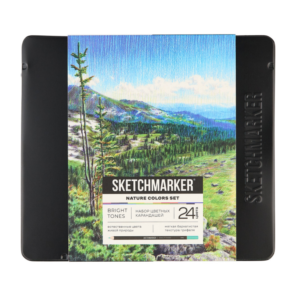 Набор карандашей цветных "Sketchmarker Природа", 24 цвета, в металлической коробке