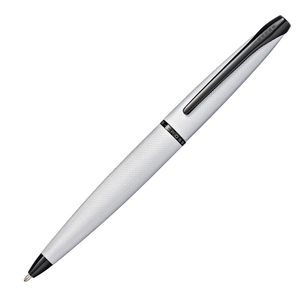Ручка шариковая автоматическая "Cross Atx Brushed Chrome", 0.7 мм, серебристый, черный, стерж. черный