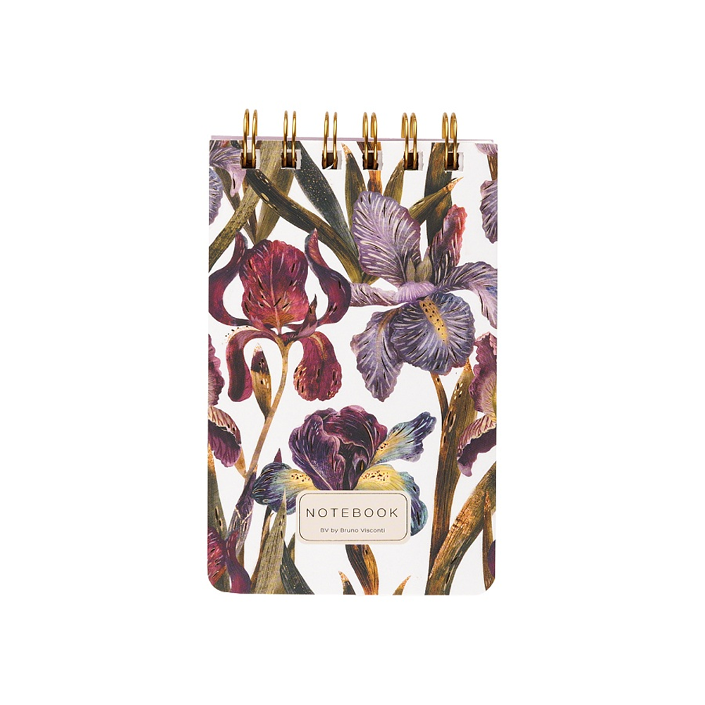 Блокнот "Flora. Ирисы", В6, 100 листов, линейка, спираль сверху, белый, фиолетовый - 2