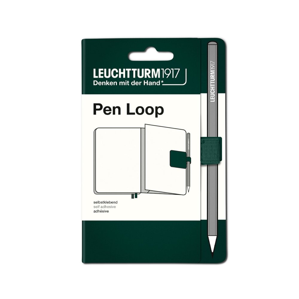 Петля для ручки "Leuchtturm1917. Pen Loop Smooth Colours", 4х4 см, самоклеящаяся для блокнота, зеленый лес
