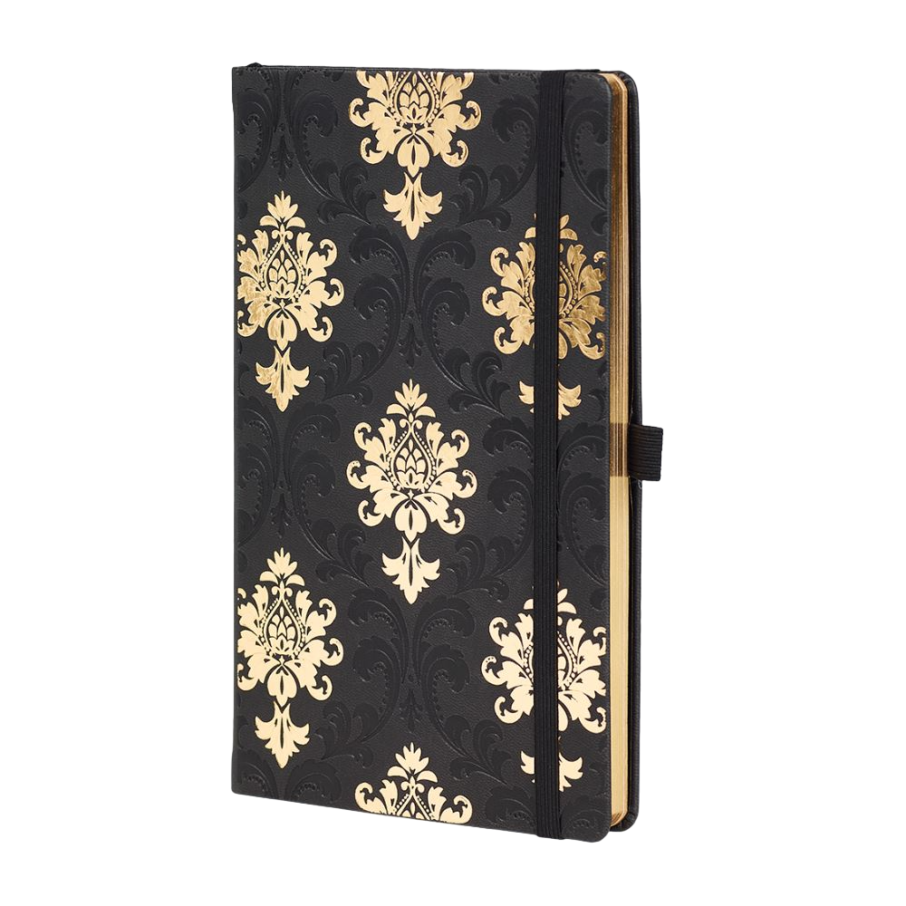 Блокнот "Baroque Gold", А5, 96 листов, линейка, на резинке, черный, золотистый - 2