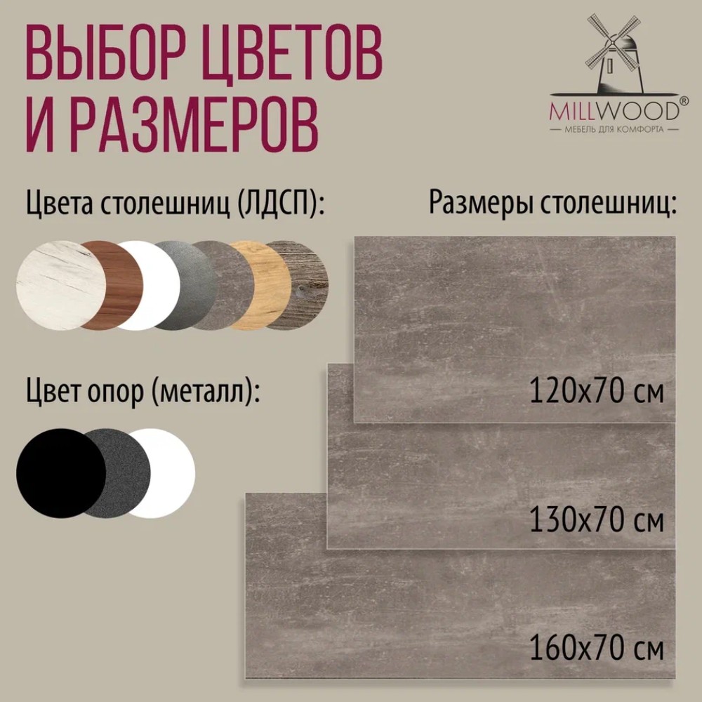 Стол письменный Millwood Лофт Сиэтл (ДТ-5), 1600х700 мм, бетон, белый - 10