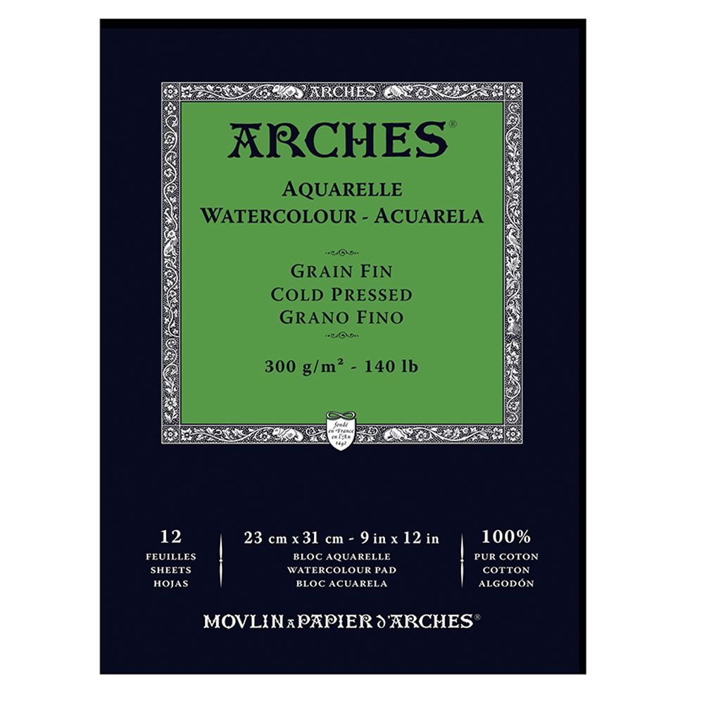 Блок-склейка бумаги для акварели "Arches", 23x31 см, 300 г/м2, 12 листов